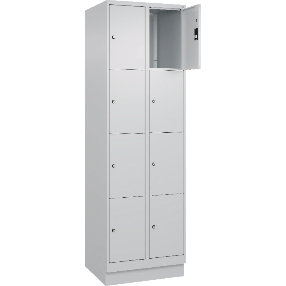 Fächerschrank CLASSIC B600xT500xH1950 mm RAL 7035/7035, 2x4 Fächermit 100 mm