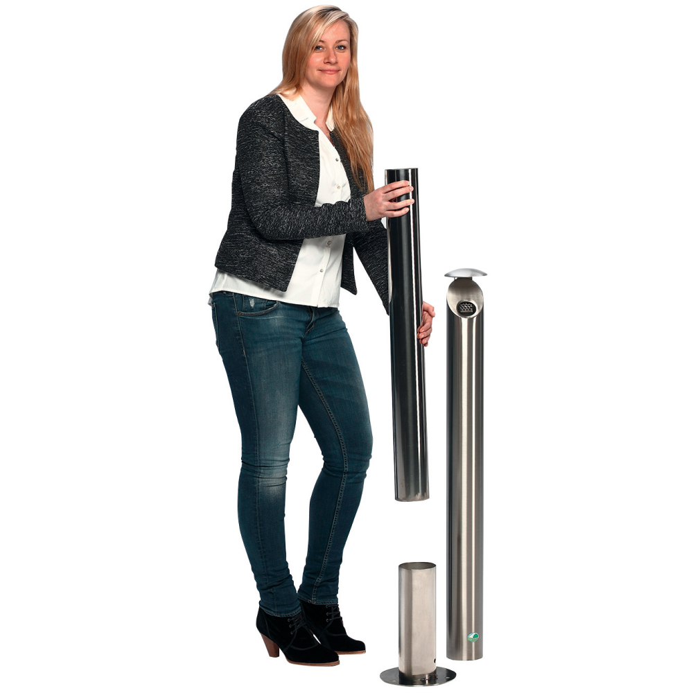 Ascher Standsäule H 103 Edelstahl matt