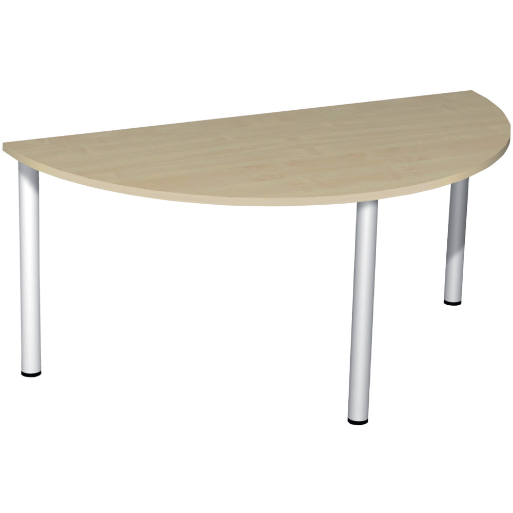 Konferenztisch Halbkreis 1600x800 Weiß/Silber