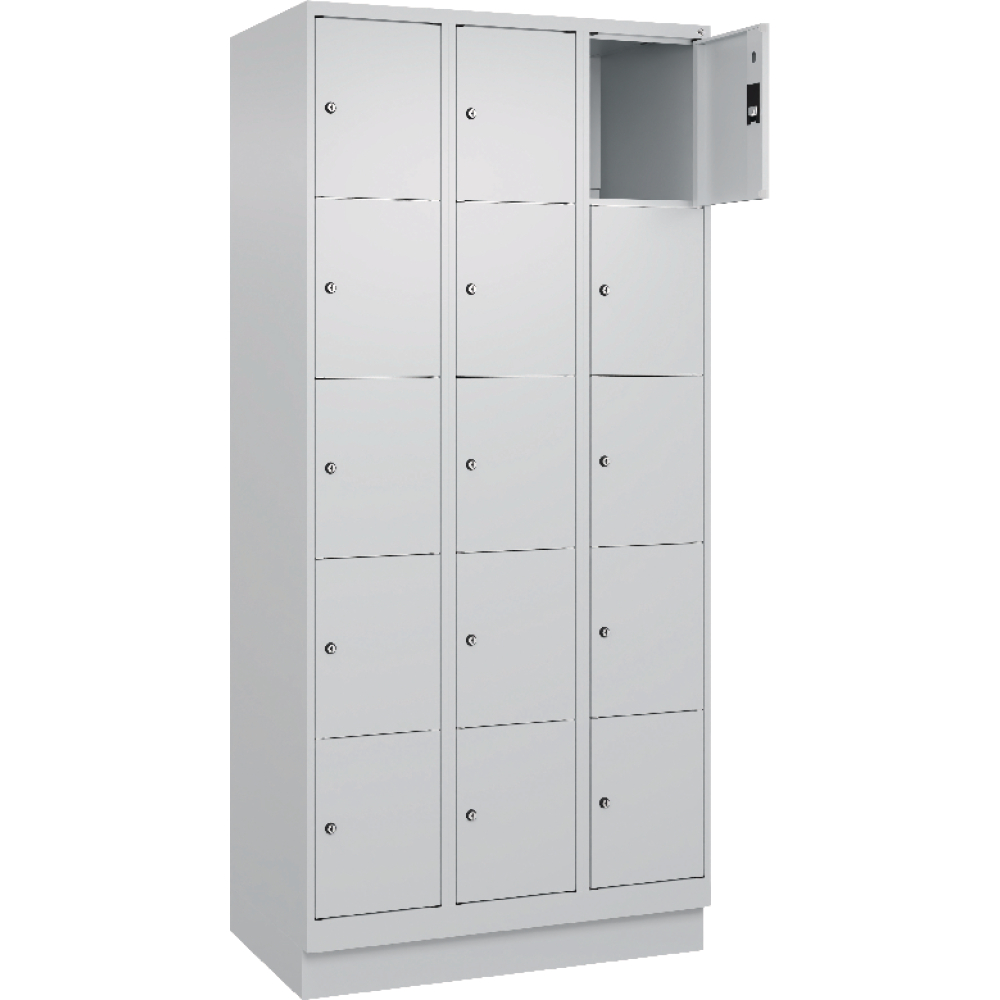 Fächerschrank CLASSIC B900xT500xH1950 mm RAL 7035/7035, 3x5 Fächermit 100 mm