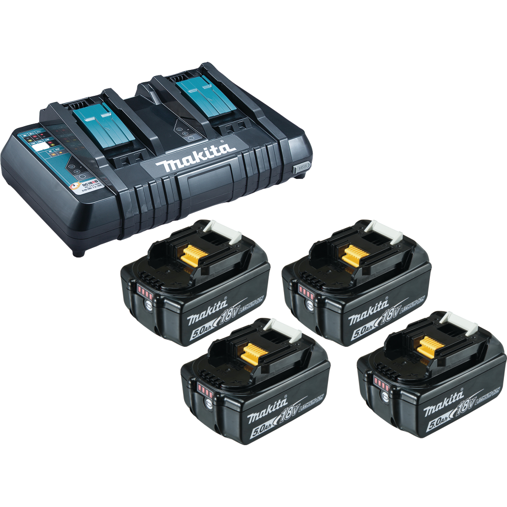 Makita Akku-Basis-Set 18V POWER SOURCE-KIT 4x5,0Ah Li-Ion + DC18RD