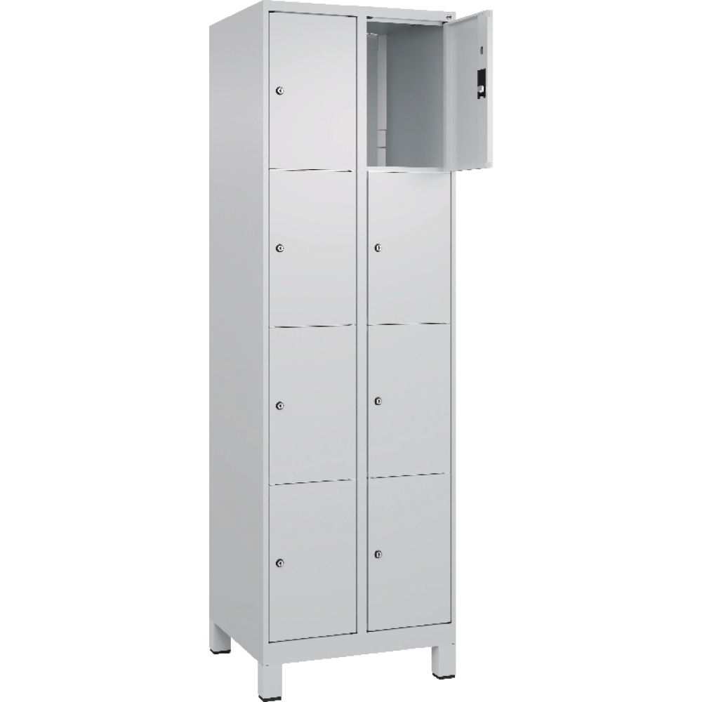 Fächerschrank mit Füßen B600xT500xH1950 Korpus RAL 7035 LichtgrauTüren RAL 7035