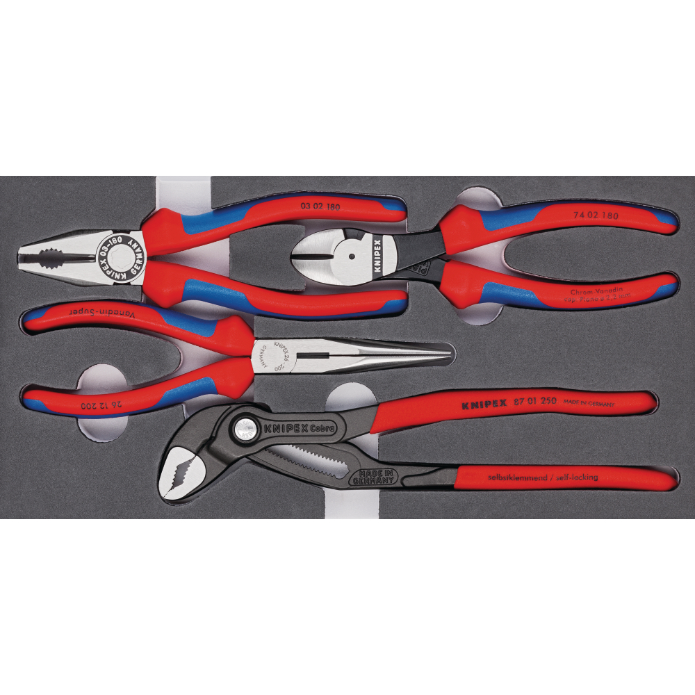 KNIPEX Zangen-Satz Basic mit Schaumeinlage 4-teilig