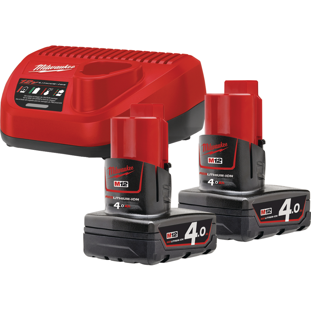 Milwaukee Starterset 12V M12 NRG-402 2x4,0Ah + Ladegerät