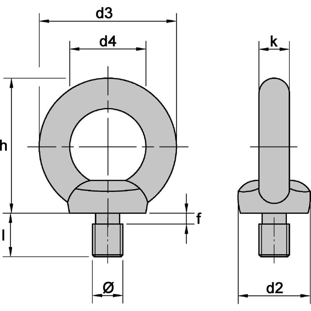 Ringschrauben ähnlich DIN 580 A2