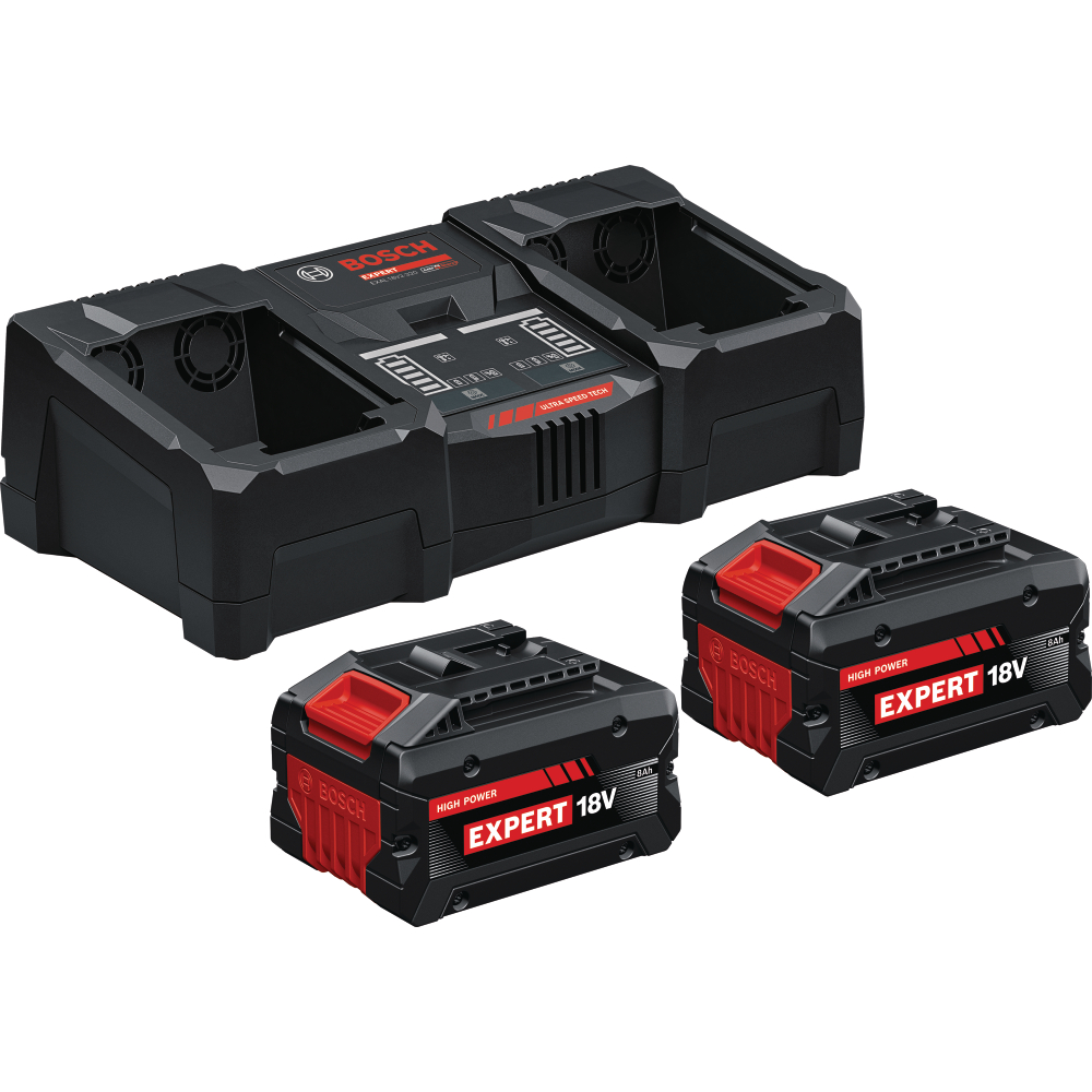Bosch Akku-Starter-Set Expert 18V 2x Akku 8,0Ah + EXAL 18V2-320