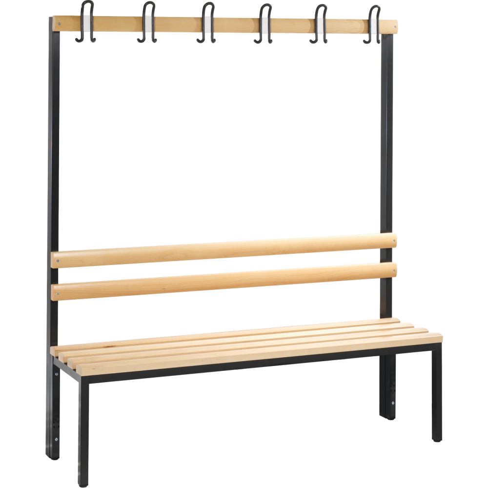 Sitzbank Holz RAL 7021 1650x1500x403mm 6 Haken