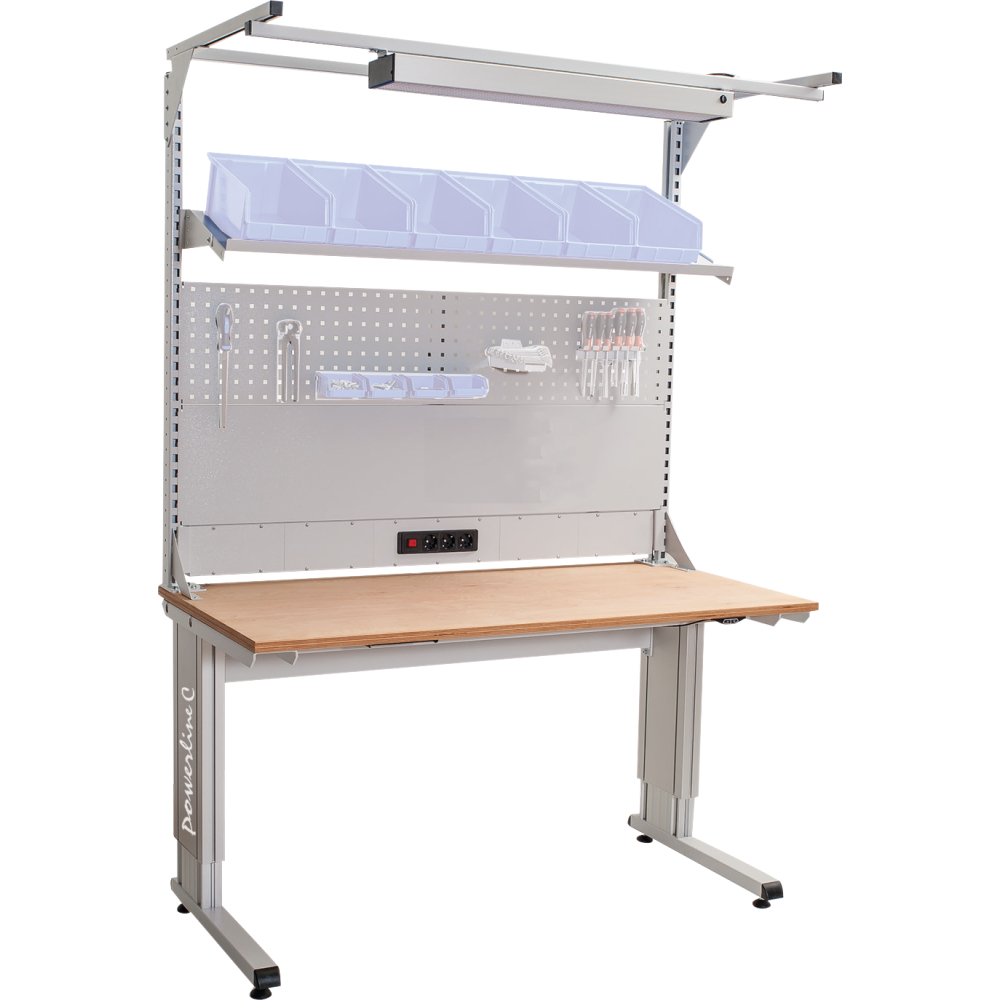 Grundtischkombi C-Fuß m. elektr. Höhenverstellung 1500x750x745-1195