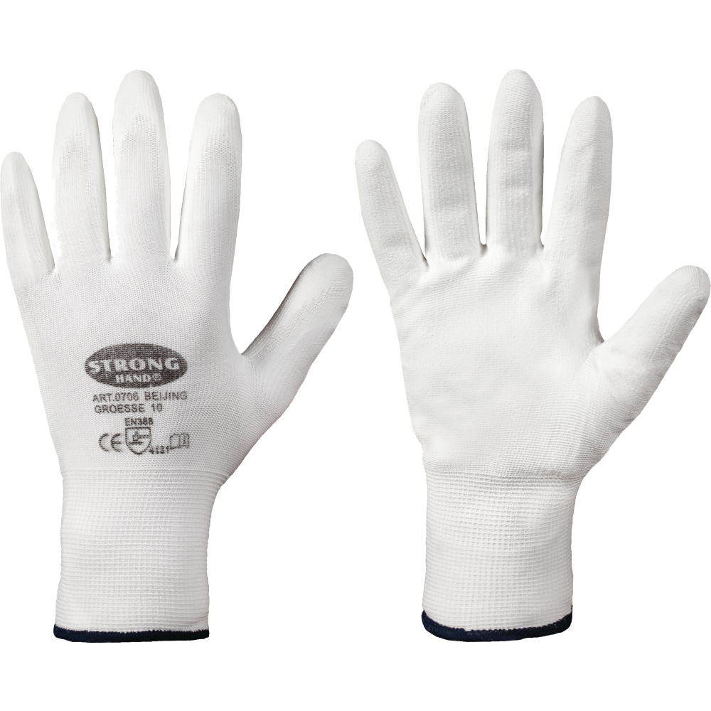 STRONGHAND® Nylon-PU-Strickhandschuh CLASSIC BEIJING weiß Gr.7