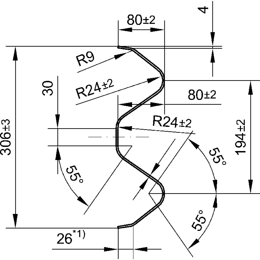 Schutzplankenholm A gerade L=4300mm