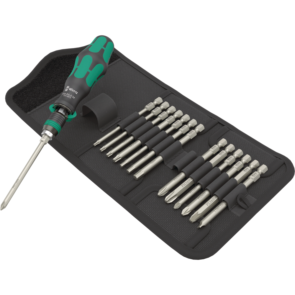 Kraftform Kompakt 838 RA-R M Set 1 15-teiliges Ratschenschraubendreher-Set