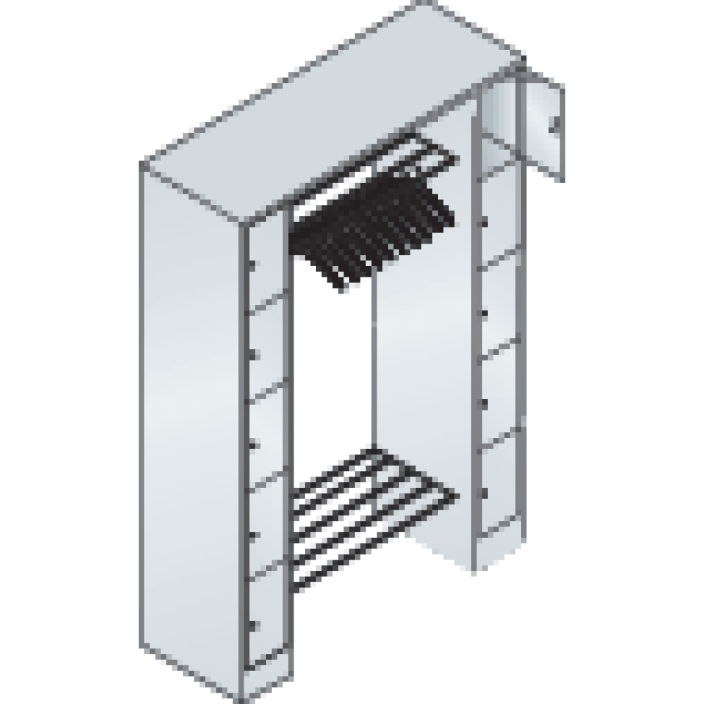 Offene Garderobe B1430xT480xH1950 mm RAL 7035 10 Bügel 2x5 Fächer B240 mm CP