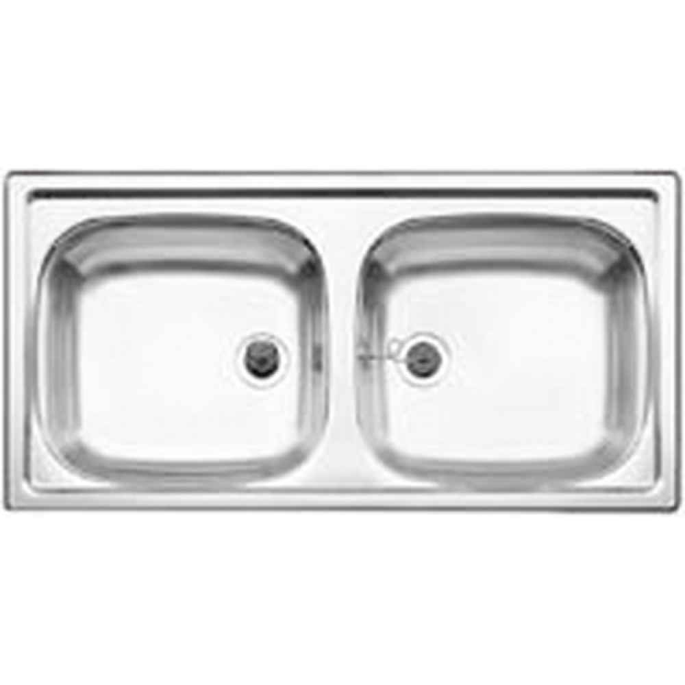 Einbau-Spüle 86x43,5cm 2 Becken ohne Abtropffl.