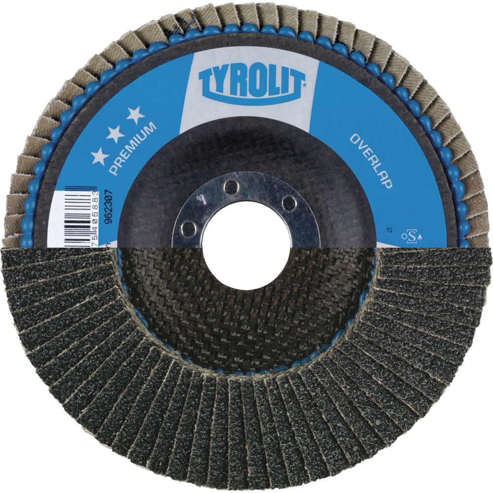 Tyrolit Fächerscheibe OVERLAP gekröpft 125x22,2 mm ZA60 PREMIUM Stahl/Inox