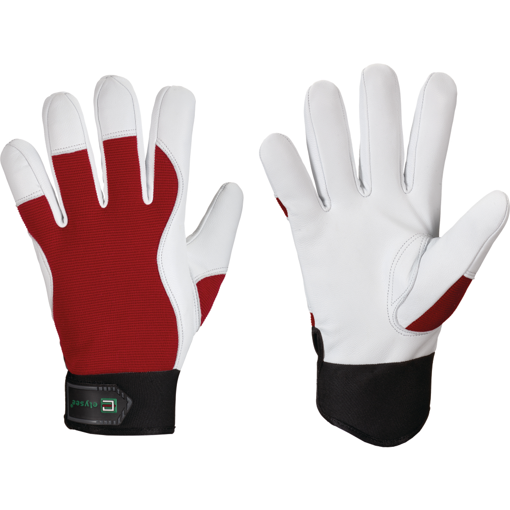 Elysee® Nappaleder-Handschuh CARVER EN 388 weiß/rot Gr.10