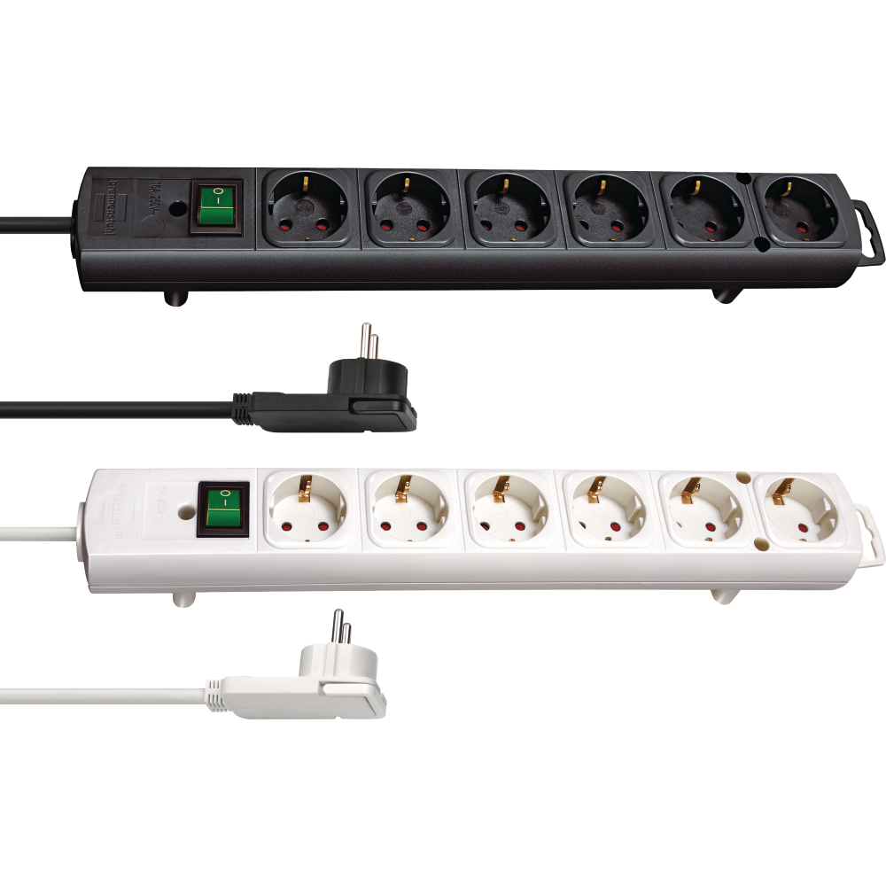 Tischsteckdose 6-fach mit 2,0m Kabel 3G1,5 weiß
