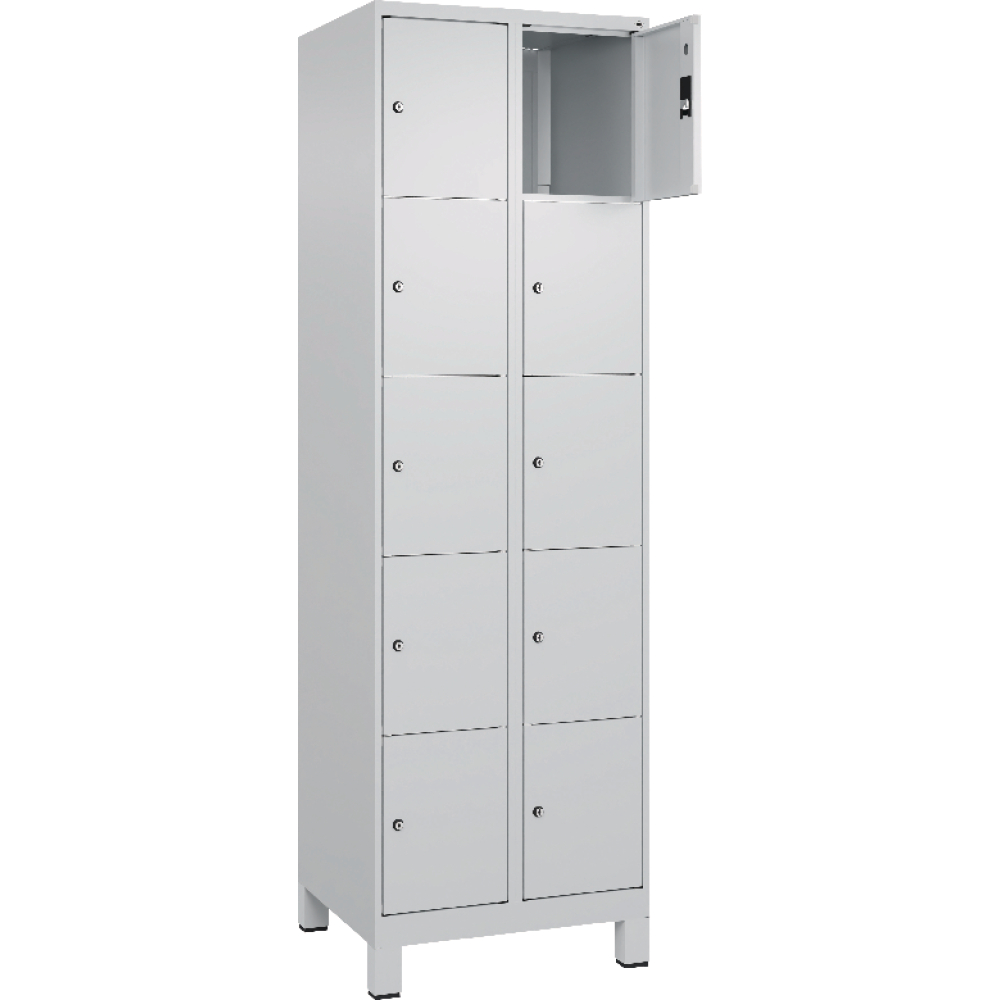 Fächerschrank mit Füßen B600xT500xH1950 Korpus RAL 7035 LichtgrauTüren RAL 7035