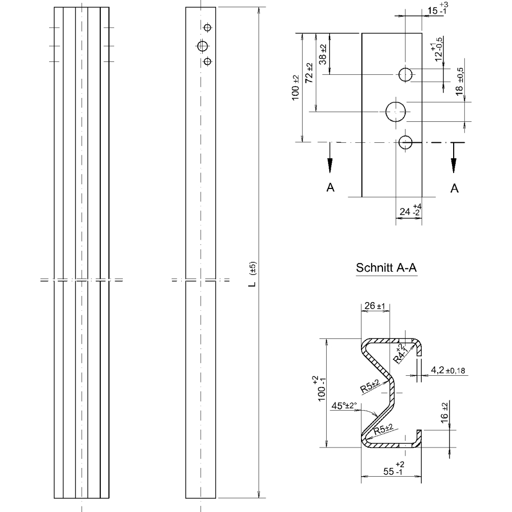 Pfosten SIGMA ohne Fußplatte