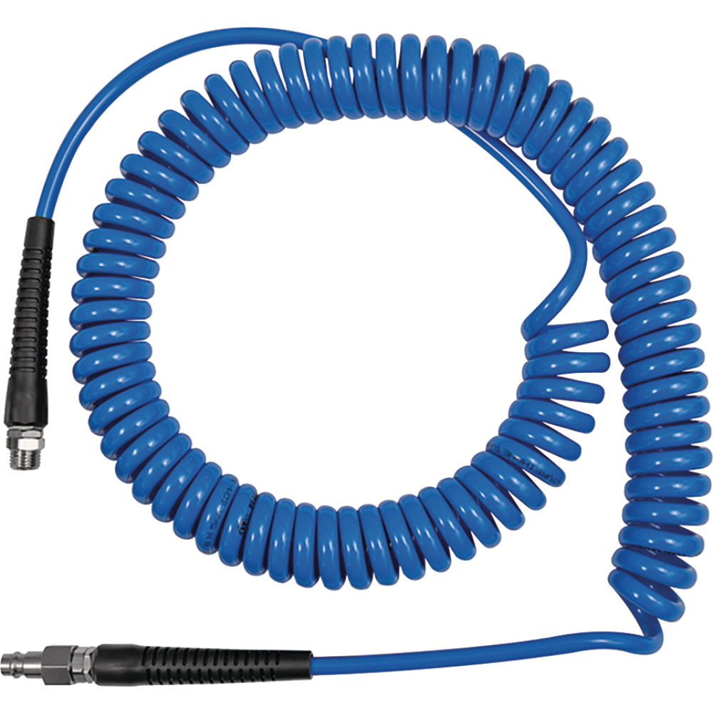 Spiralschlauch PU blau, Verschraubung+Knickschutz AG G1/4",