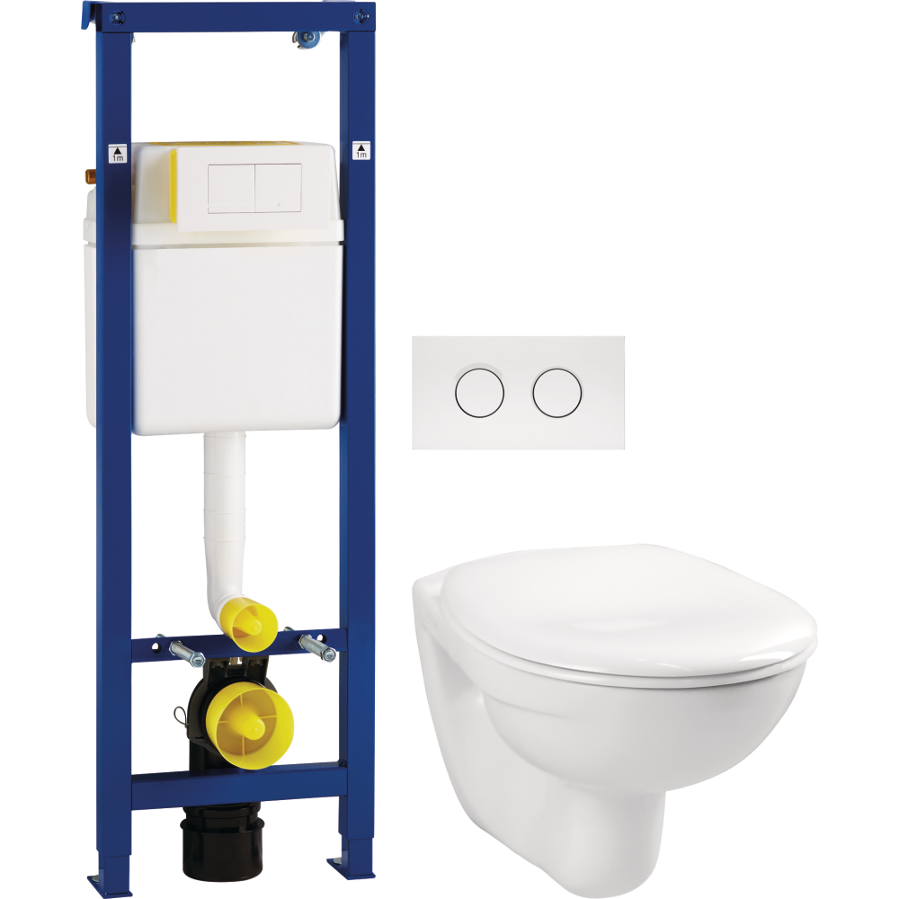 Wand-Tiefspül-WC-Set FORMAT Basic + WC-Sitz mit Abs., weiß + WC-Element