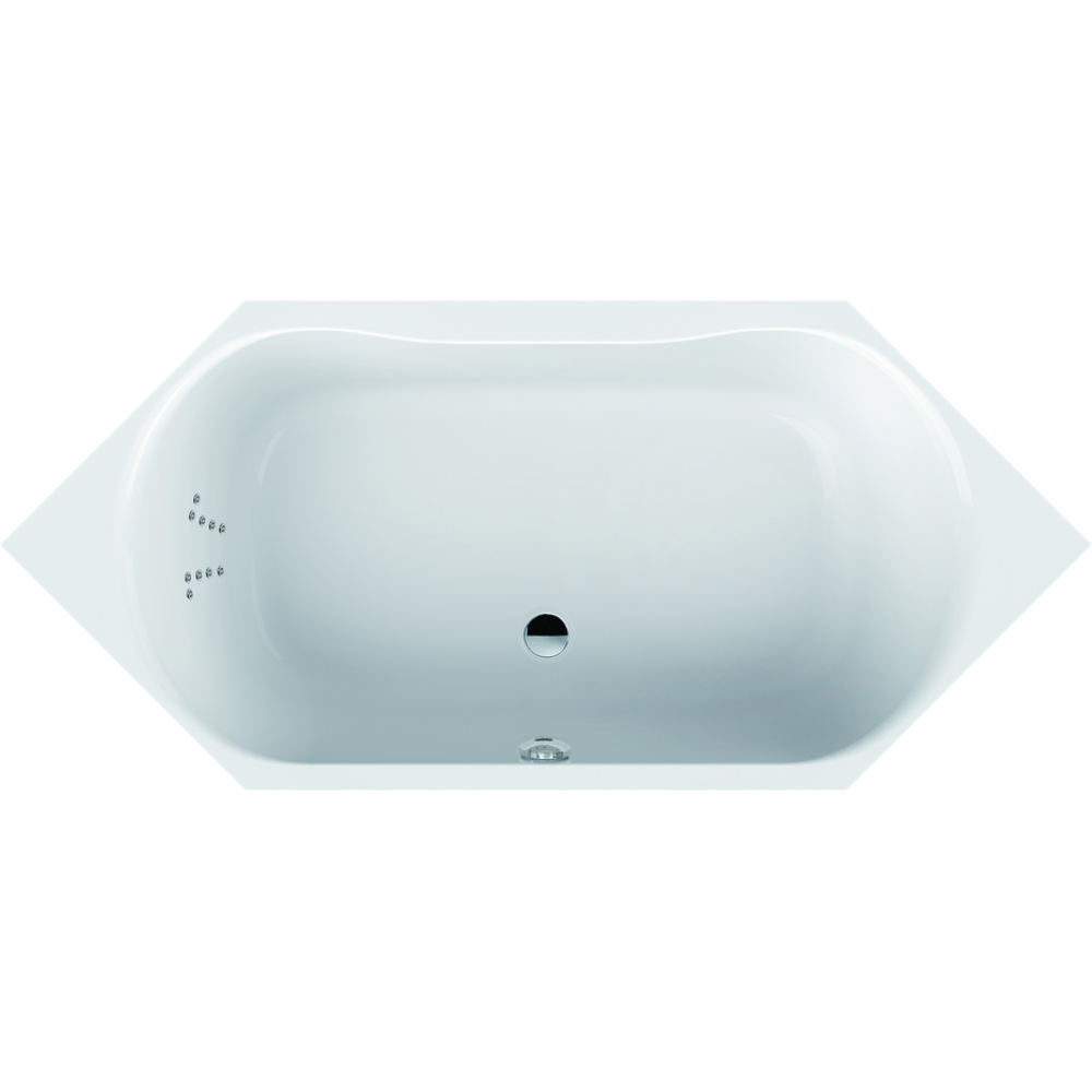 FORMAT Pro 6-Eck-Poolwanne 190 x 90 cm, Vital, Rückendüsen links