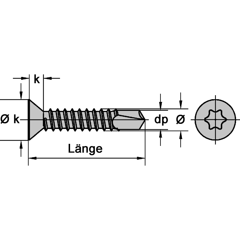 Bohrschrauben DIN 7504 SK-O TX Senkkopf verzinkt
