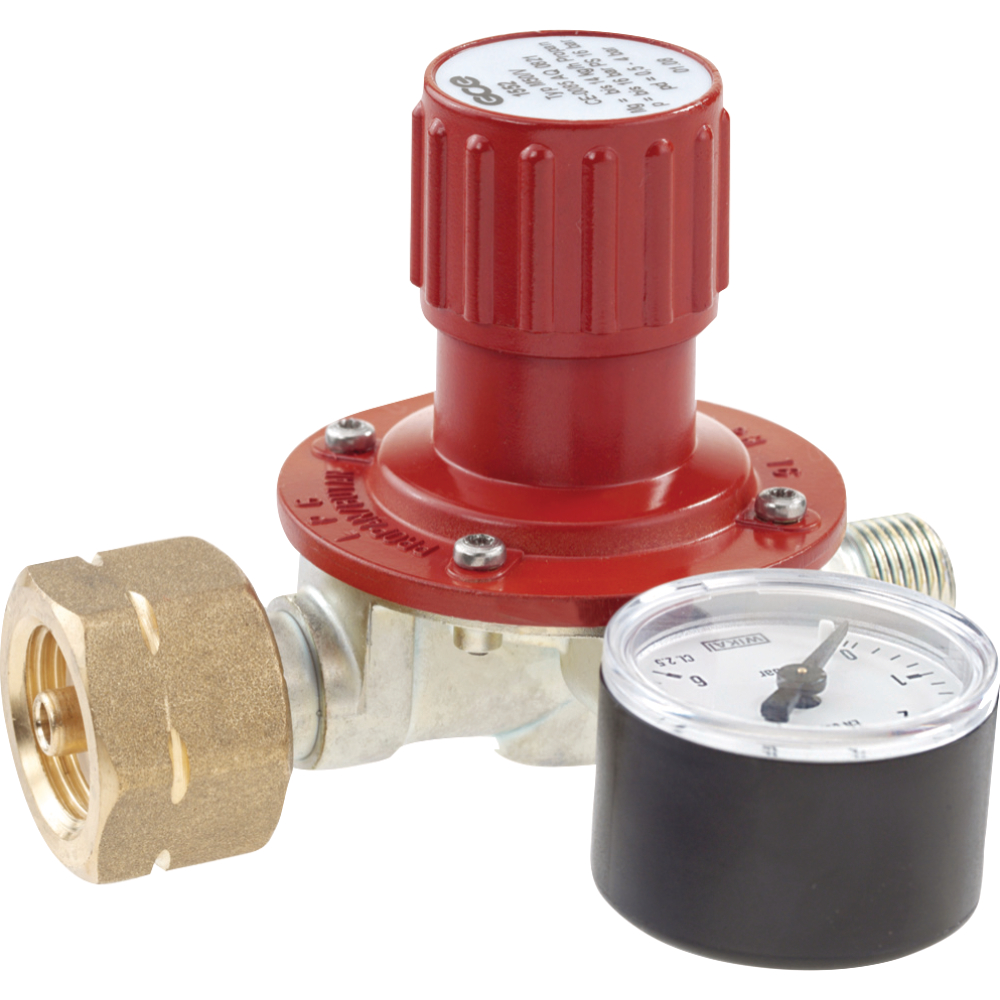 GCE Regler für Propanflaschen 5/11/33kg mit Manometer Gasdruck 0,5-4bar