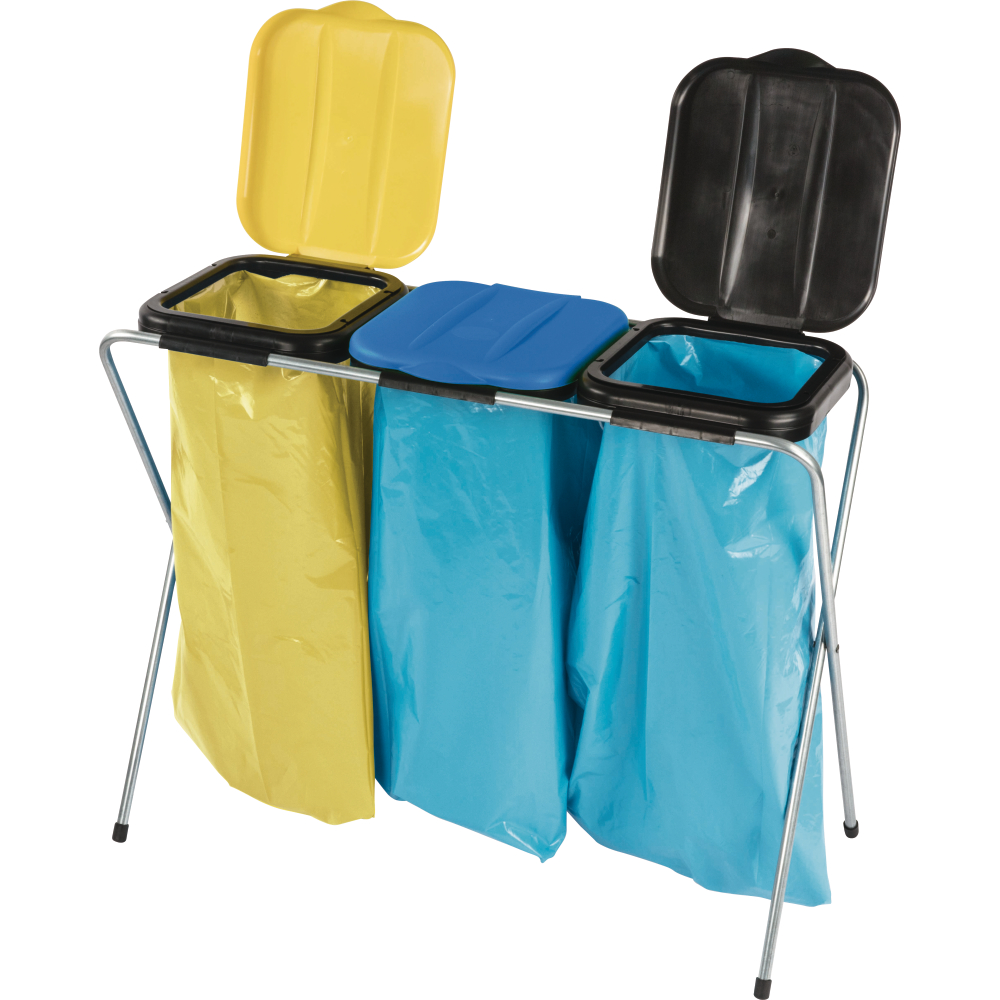 Nölle Abfallsammler 3x120l m. Deckel gelb/blau/schwarz