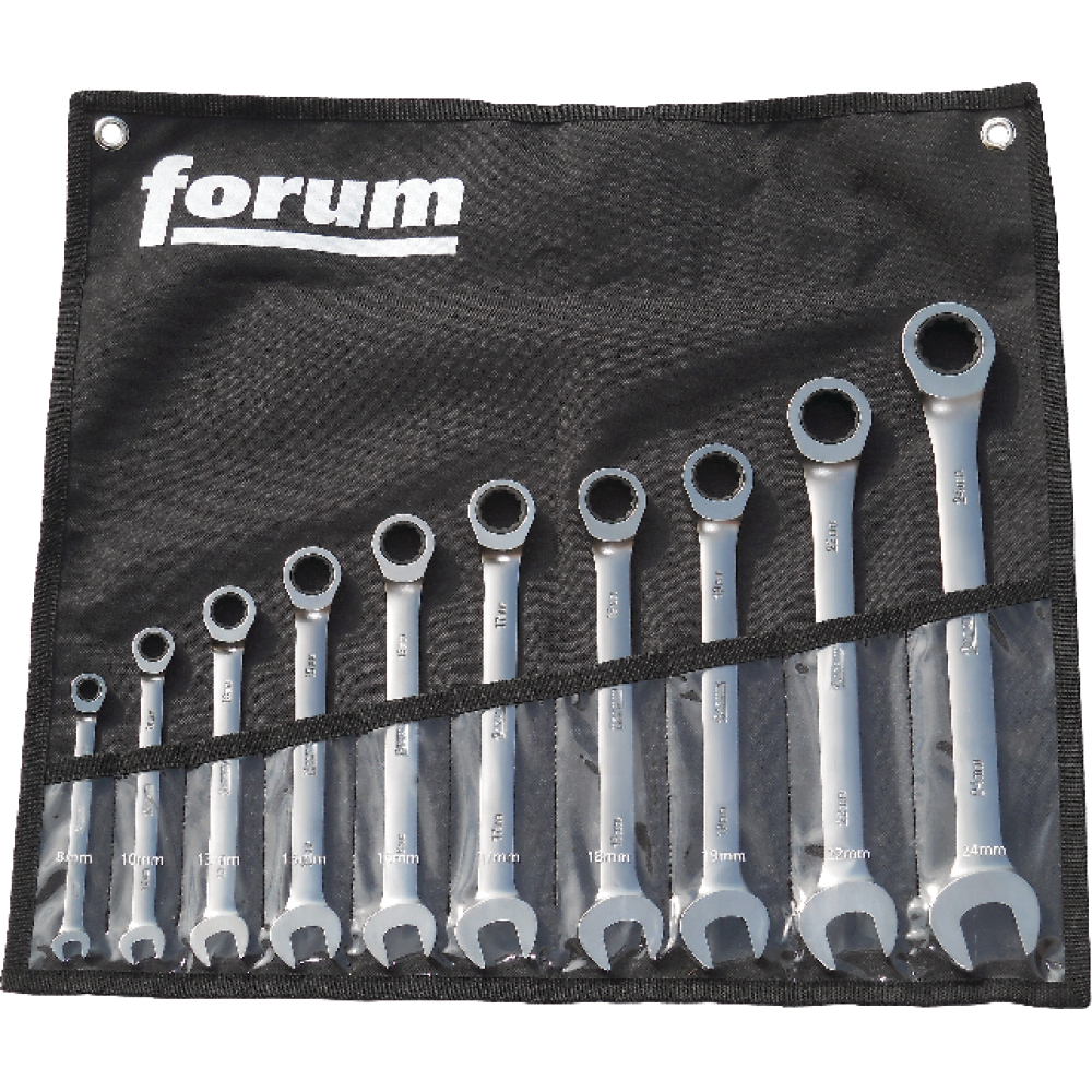 FORUM Maulschl. mit Ringratsche 10tlg. gerade 8-24mm