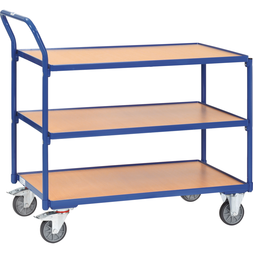 Tischwagen 2750 3 Böden RAL 5007 850x500mm Tragkraft 300kg