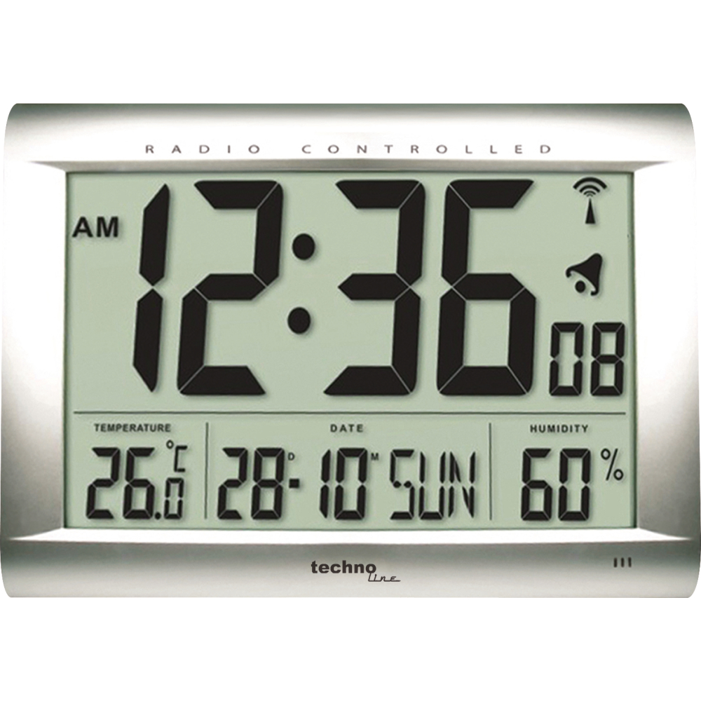 Funkuhr digital WS 8009 Jumbo-Display silber