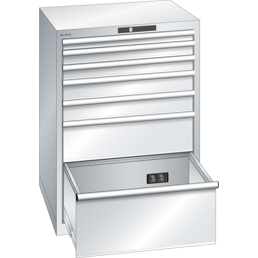 Schubladenschrank 36x36E 717x725x1000 7 Schub., 75kg Typ 4x230V KEYLock