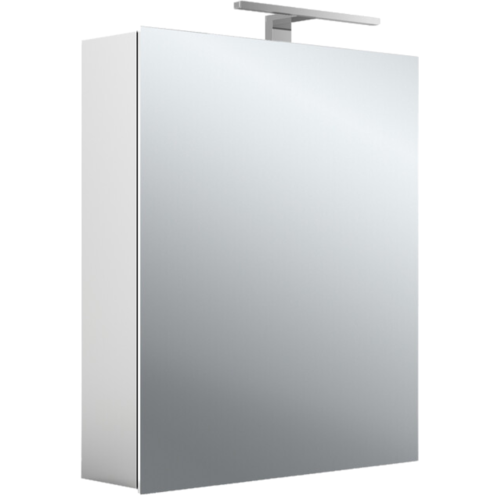 EMCO Aufputz-Lichtspiegelschrank mee 600x746mm, 1-trg., Anschl re/li, Alu