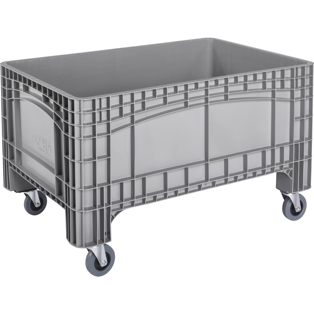 Großbehälter PE fahrbar B1200xT800xH730 mm grau Volumen 354 l Boden/Wände