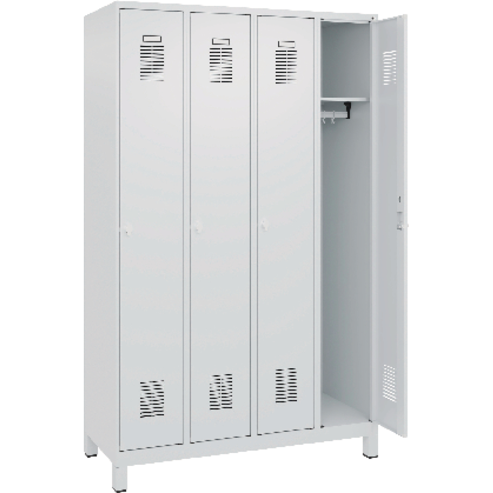 Garderobenschrank FORUM 4 Abteile RAL 7035/7035 Füße 7035 mit Füßen