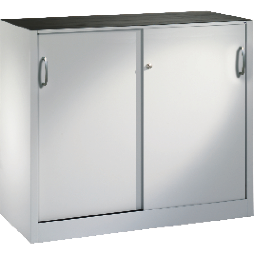Schiebetürenschrank B1600xT500xH1000 mm RAL 7035, 2 Fachböden mit