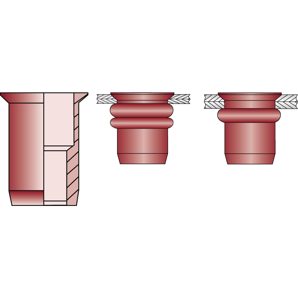 Mehrbereichsblindnietmuttern OPTO® Alu, Senkkopf