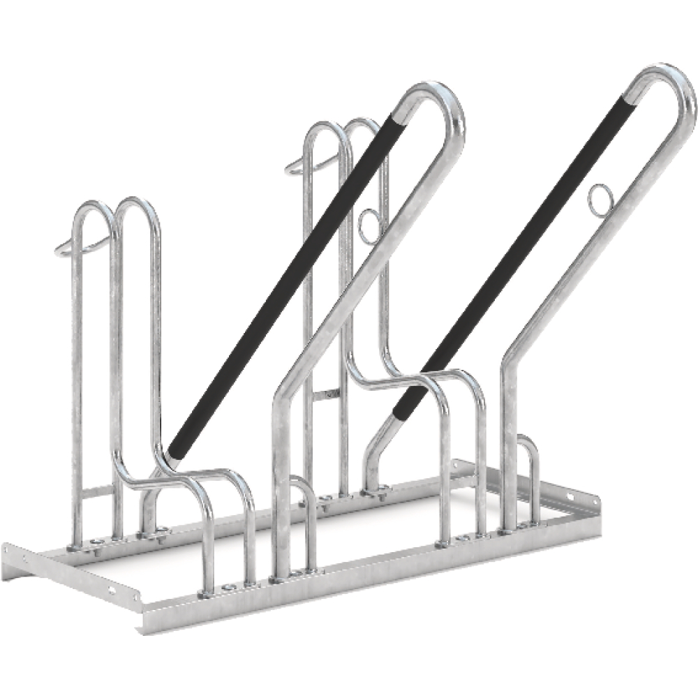 Fahrrad-Anlehnparker einseitig, verzinkt L 2000 mm, 4 Plätze