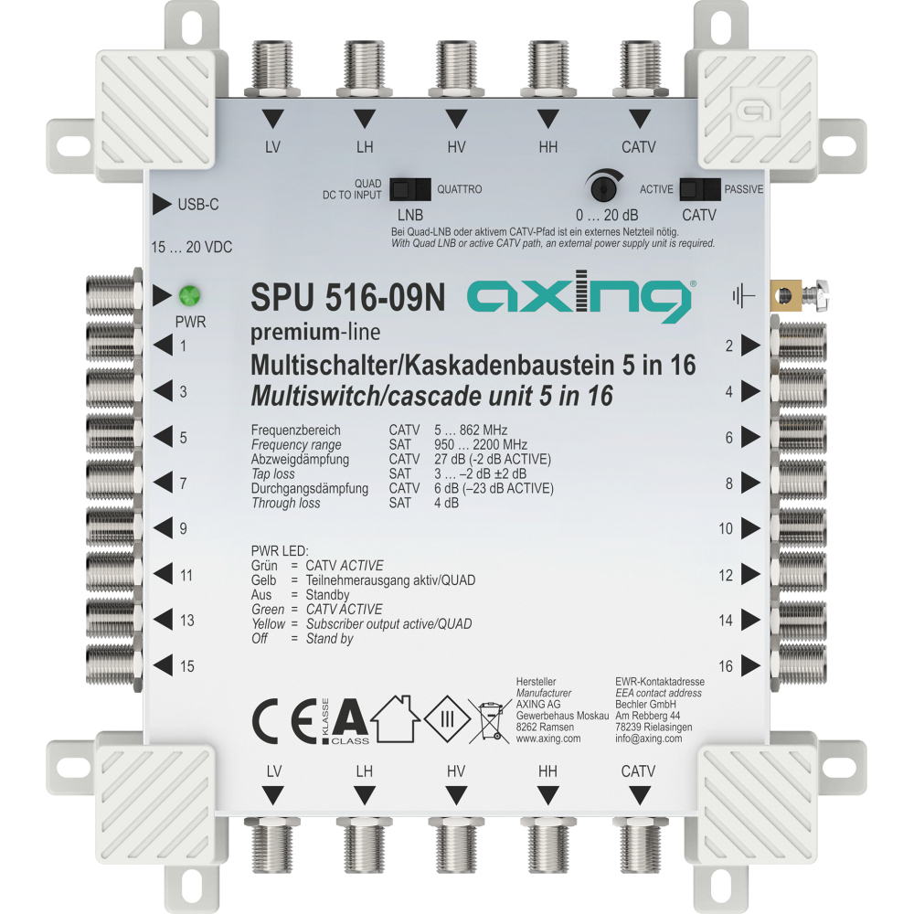 Multischalter premium-line 5 in 16 SPU516-09N bis zu 16 Teilnehmer