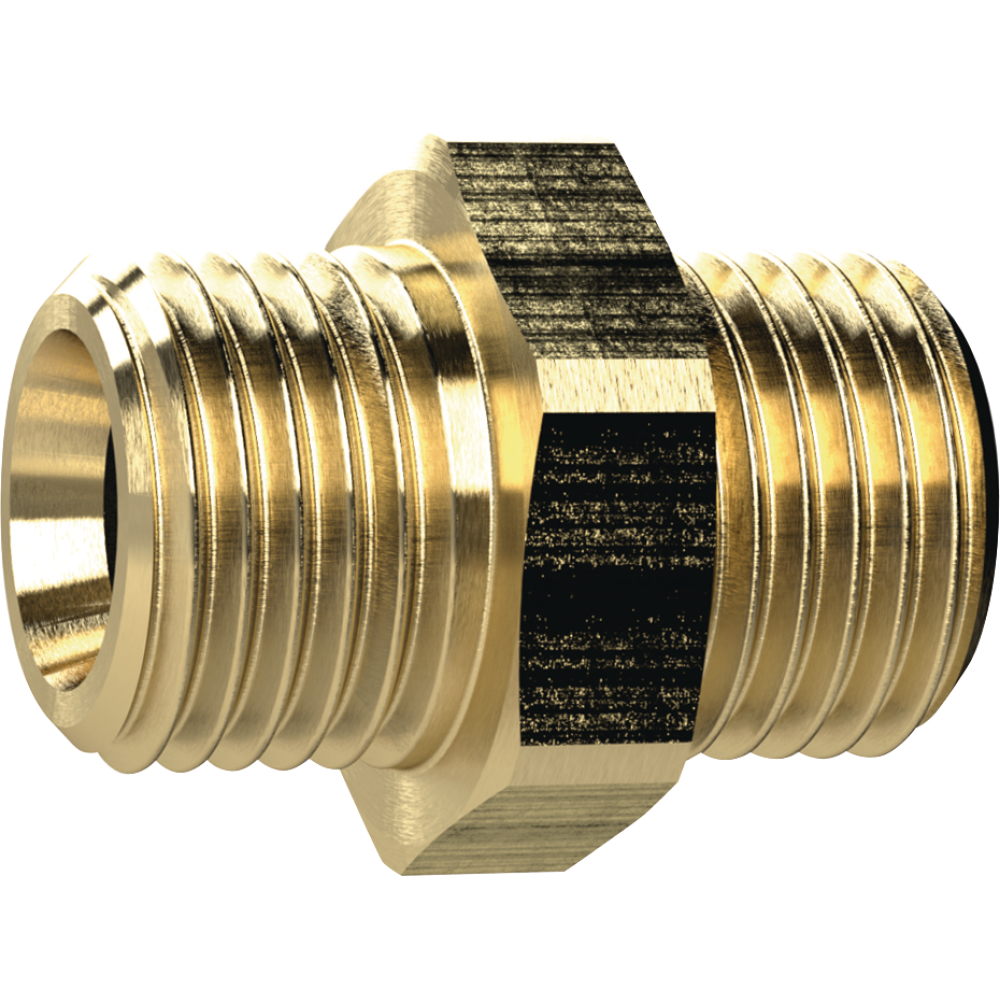 Doppelnippel, Messing AG G1/4" x G3/8", SW 19mm RIEGLER