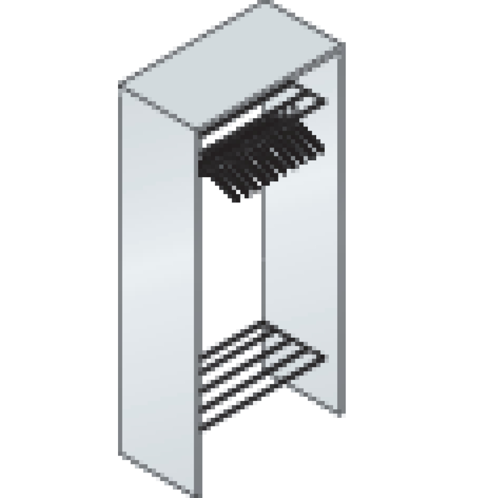 Offene Garderobe B954xT480xH1950 mm RAL 7035 10 Bügel CP