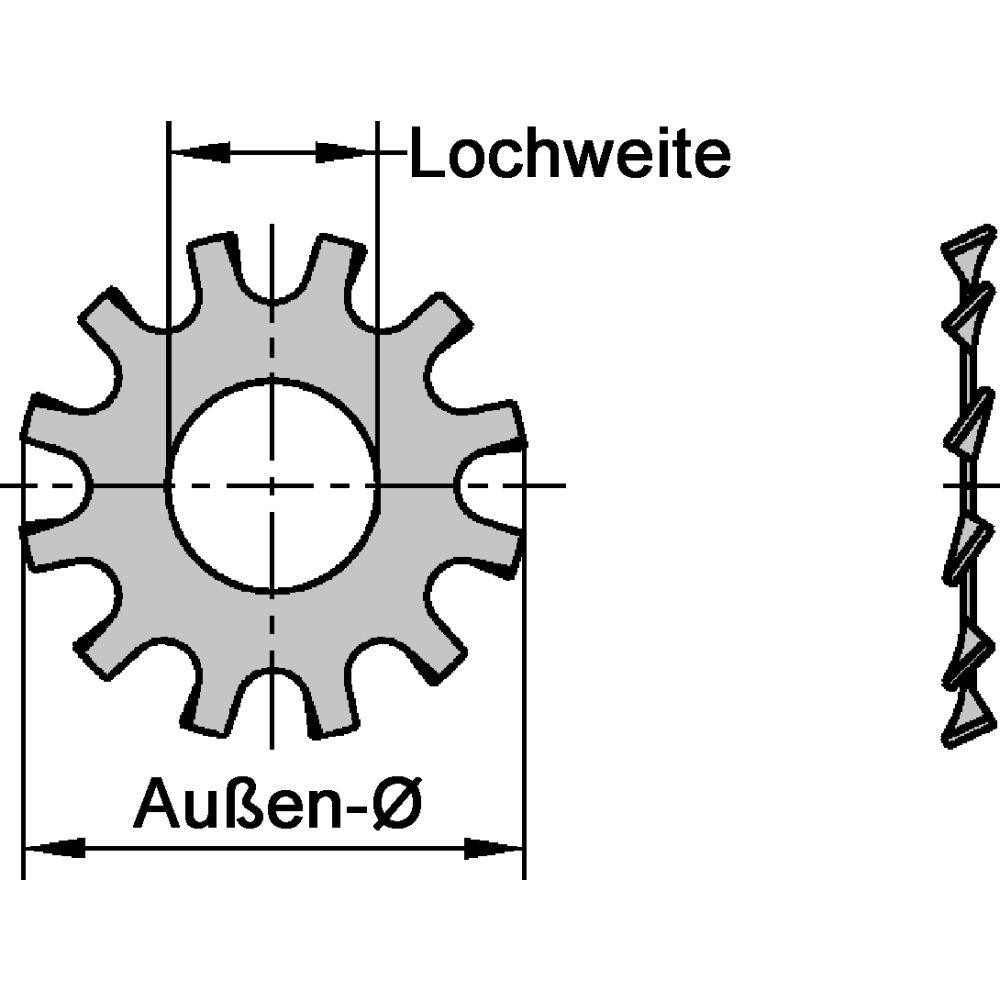 Zahnscheiben DIN 6797 A2
