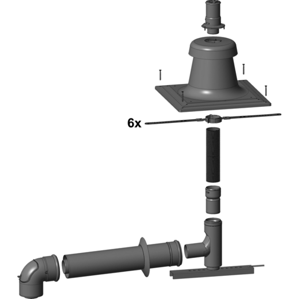 Wolf Anschluss-Set DN110/160 - C93x DN110 flexibel im Schacht, Abdeckung PP