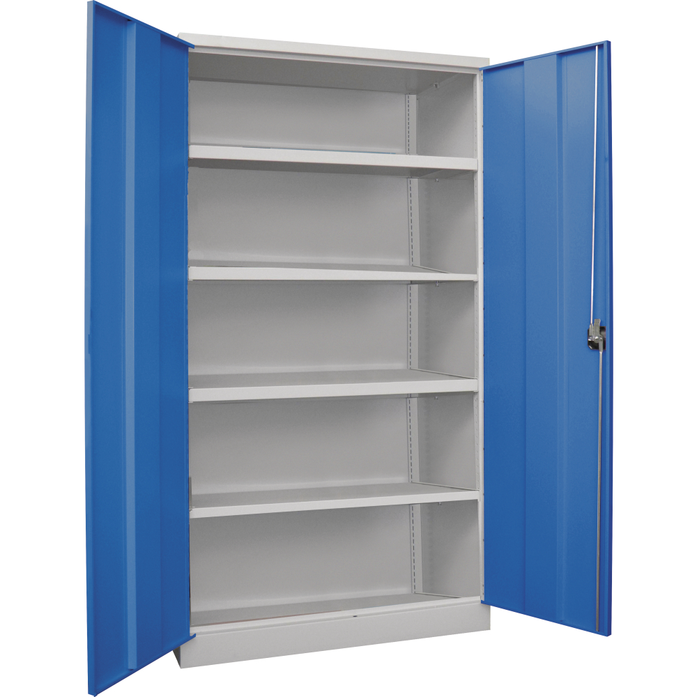 Schwerlastschrank 1950/630/1040 Drehg., ohne Trennwand 3 Böden, 4 Schubladen