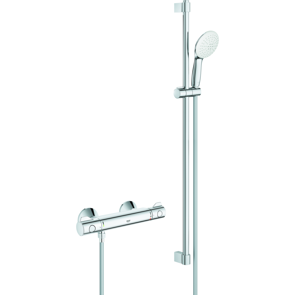 GROHE Brause-Thermostat Grohtherm 800 mit Brausestangenset, 1/2", Wandmontage,