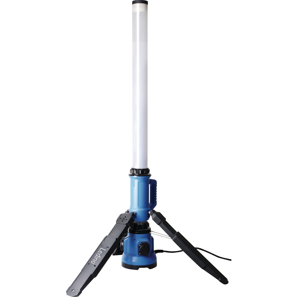 Ledino Lichtsäule RATH 90S blau/schwarz 90W 8100lm 6500K m. 2 Steckdosen 360°