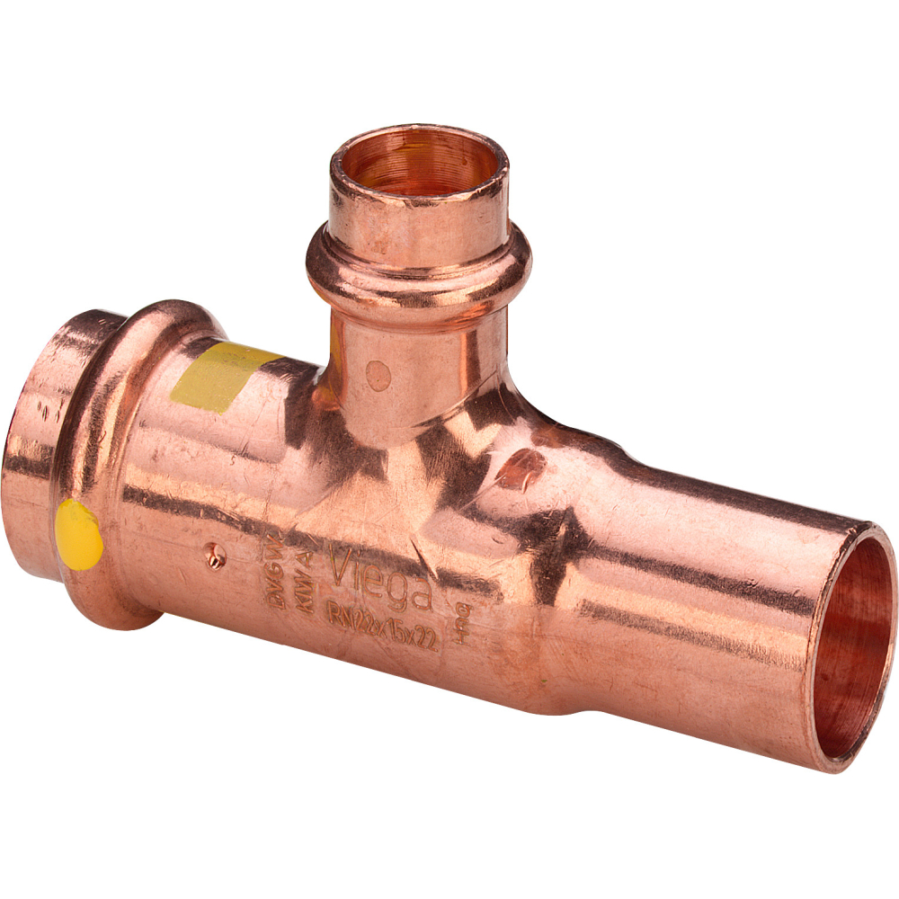 Viega T-Stück mit SC Profipress G 2618.1 für Gas in 22x15x22mm Kupfer