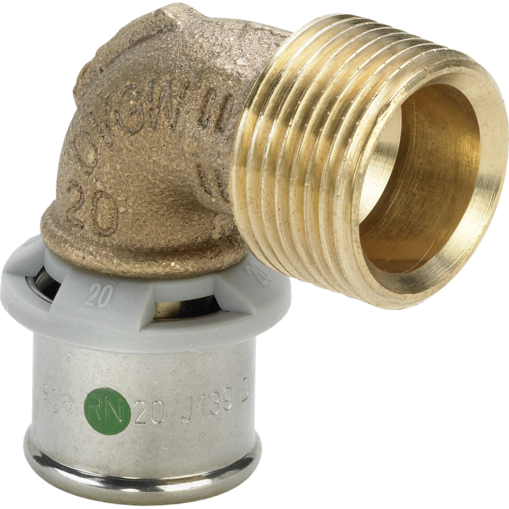 Viega Bogen 90 Grad mit SC Sanfix P 2114 in 40mm x R1 1/4 Rotguss