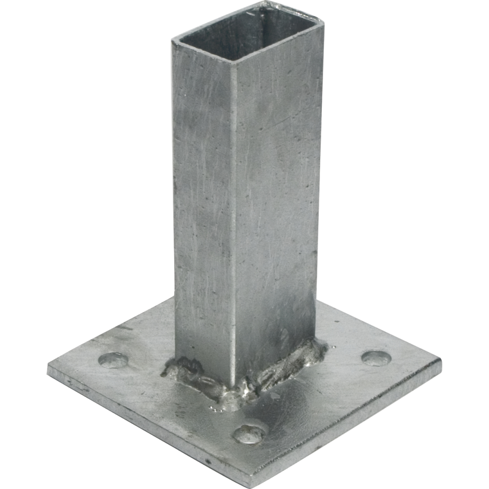 Fußplatte feuerverzinkt + pulverbesch. grün RAL6005 für Pfosten 60x40mm