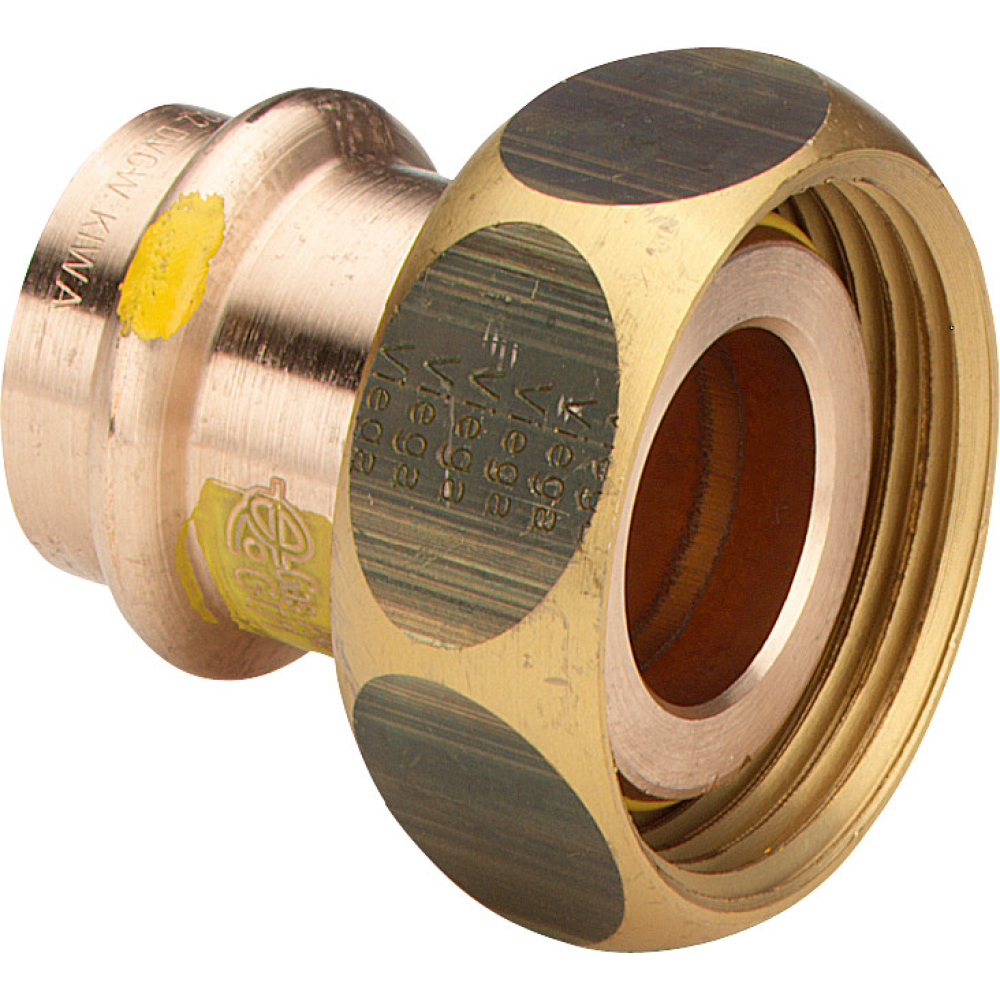 Viega Verschraubung mit SC Profipress G 2661 für Gas in 18mm x G1 3/8 Rotguss
